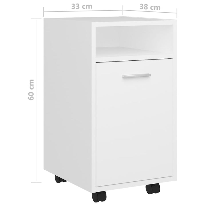 Beistellschrank Mit Rollen 33X38X60 Cm Holzwerkstoff