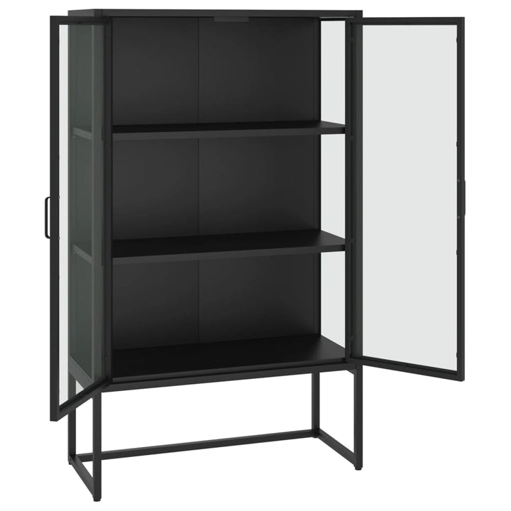 Highboard 80X35X135 Cm Stahl Und Gehärtetes Glas