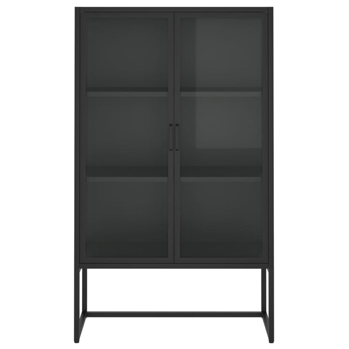 Highboard 80X35X135 Cm Stahl Und Gehärtetes Glas