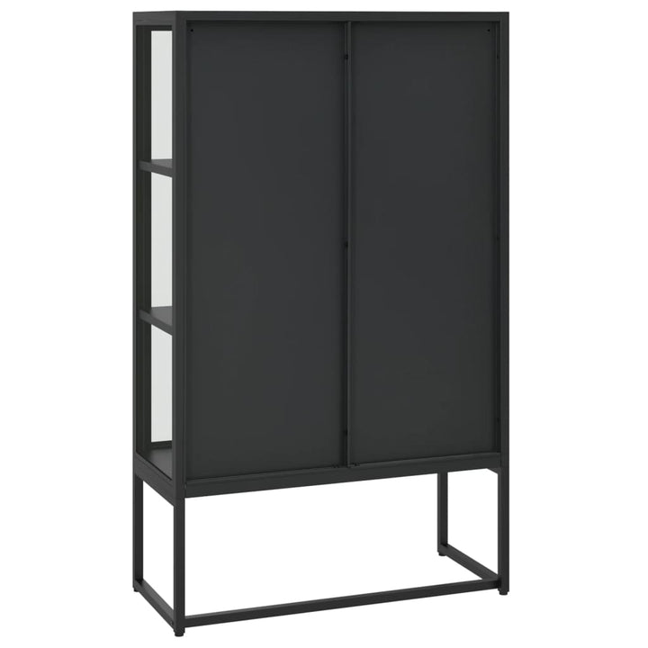 Highboard 80X35X135 Cm Stahl Und Gehärtetes Glas