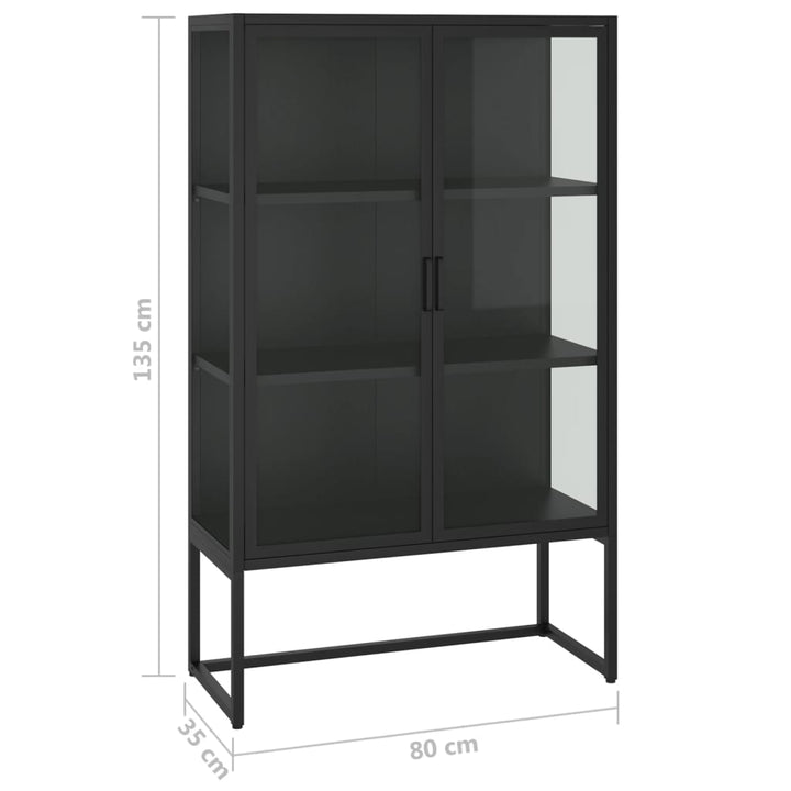 Highboard 80X35X135 Cm Stahl Und Gehärtetes Glas