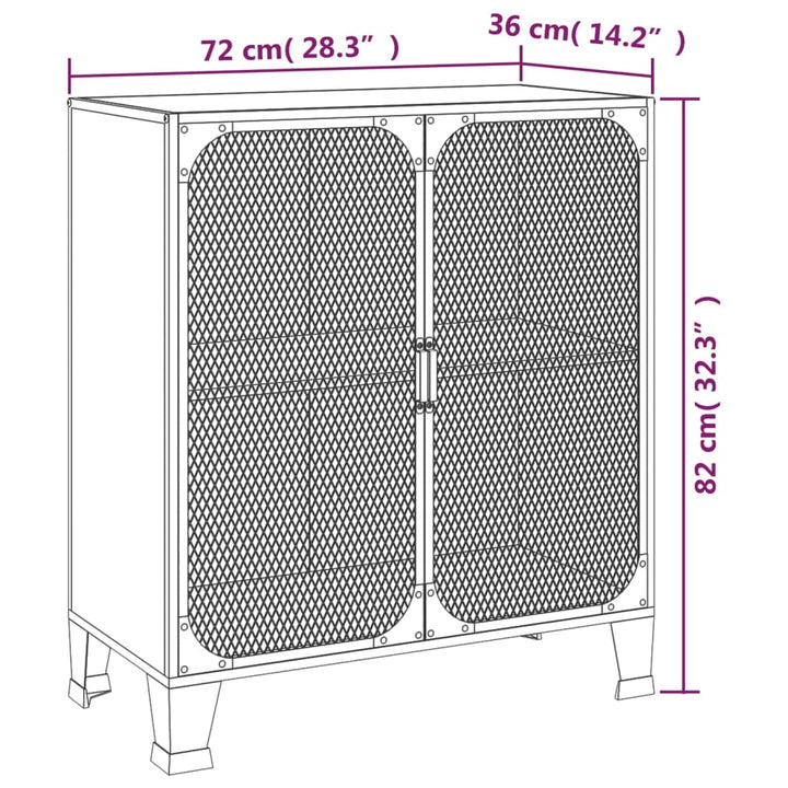 Aufbewahrungsschrank Rustikal Braun 72X36X82 Cm Metall Und Mdf