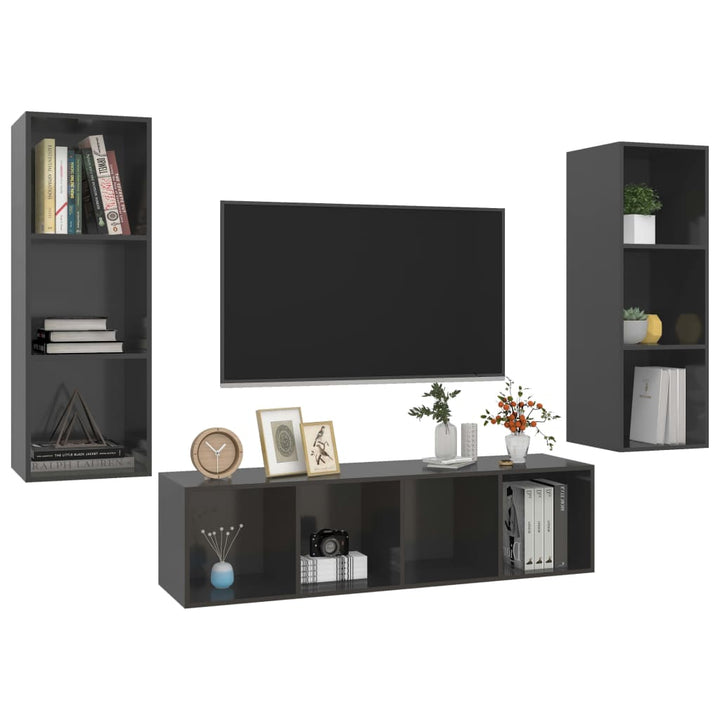 3-Tlg. Tv-Schrank-Set Holzwerkstoff