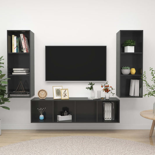 3-Tlg. Tv-Schrank-Set Holzwerkstoff