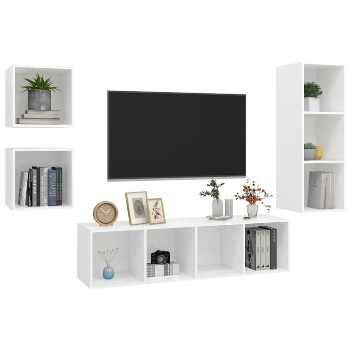 4-Tlg. Tv-Schrank-Set Holzwerkstoff