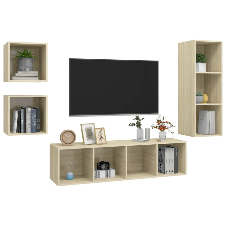 4-Tlg. Tv-Schrank-Set Sonoma-Eiche Holzwerkstoff