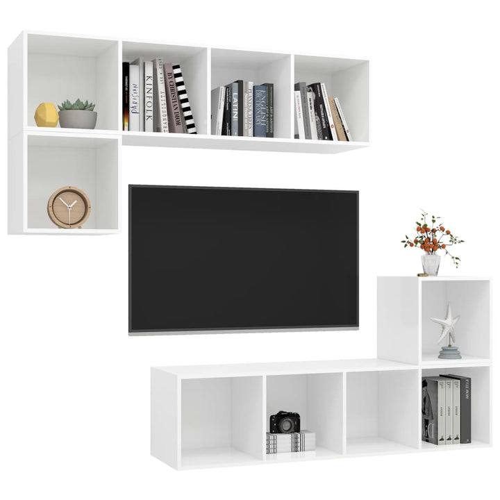 4-Tlg. Tv-Schrank-Set Holzwerkstoff