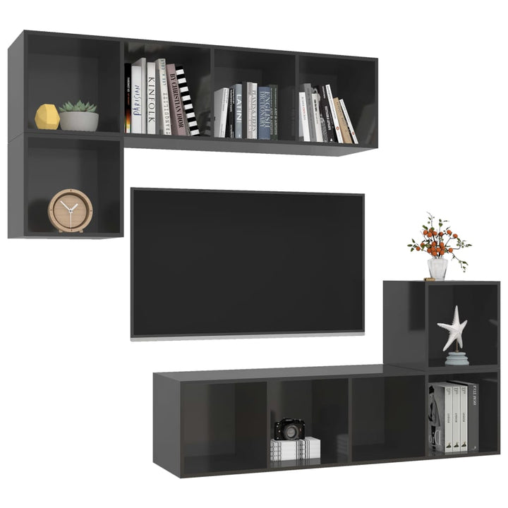 4-Tlg. Tv-Schrank-Set Holzwerkstoff