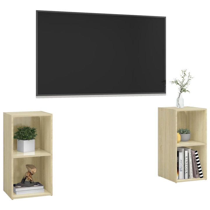 Tv-Schränke 2 Stk. Sonoma-Eiche 72X35X36,5 Cm Holzwerkstoff Sonoma Eiche