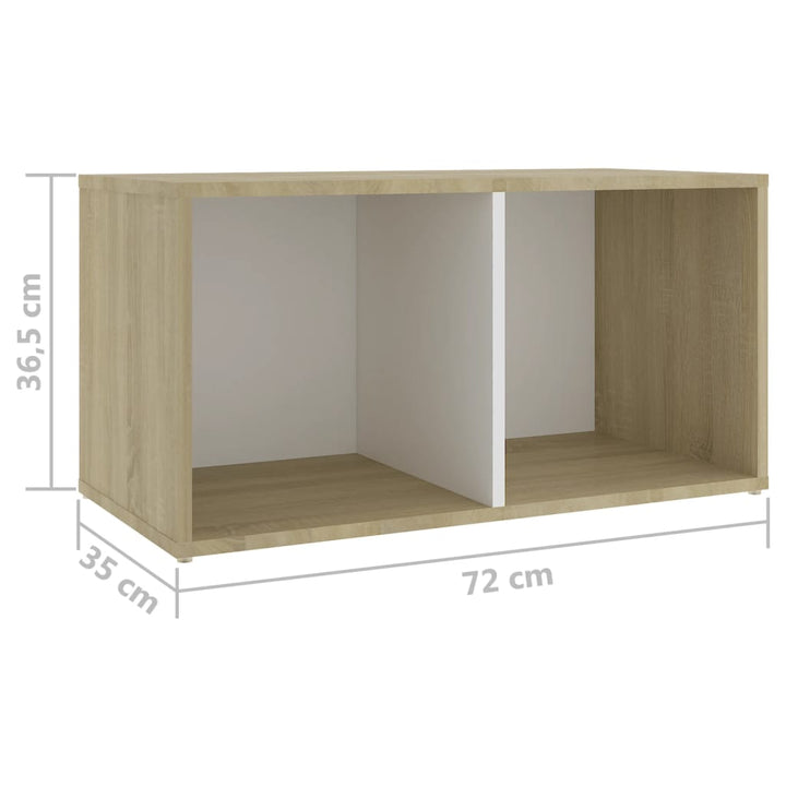 Tv-Schränke 2 Stk. Weiß Sonoma-Eiche 72X35X36,5Cm Holzwerkstoff Weiß Und Sonoma-Eiche