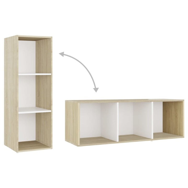 Tv-Schränke 2 Stk. Weiß Sonoma-Eiche 107X35X Holzwerkstoff Weiß Und Sonoma-Eiche