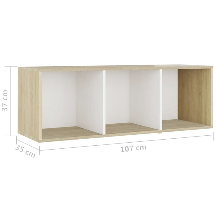 Tv-Schränke 2 Stk. Weiß Sonoma-Eiche 107X35X Holzwerkstoff Weiß Und Sonoma-Eiche