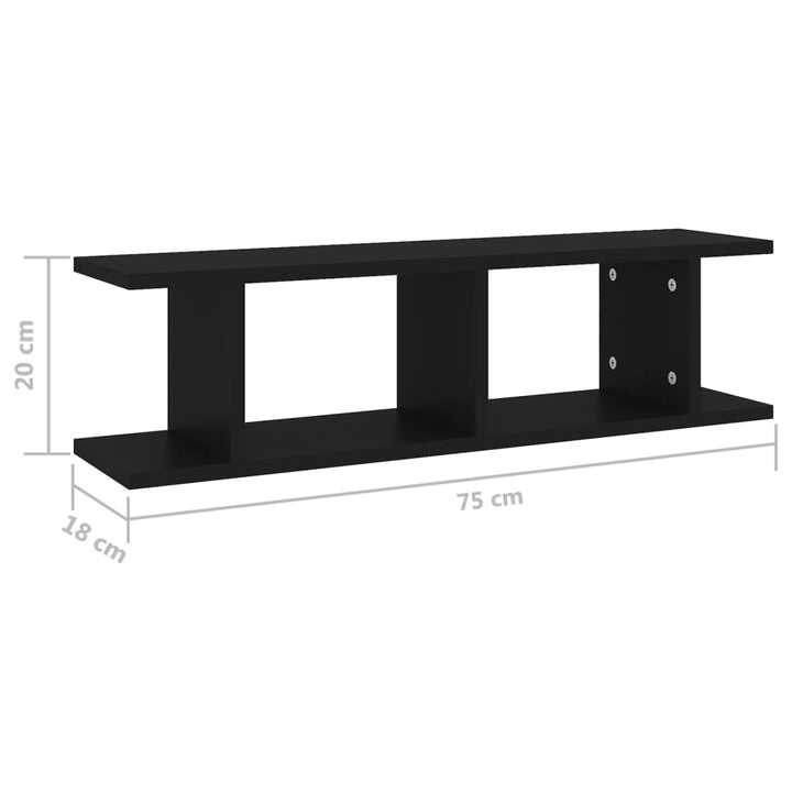 Wandregale 2 Stk. Holzwerkstoff Schwarz