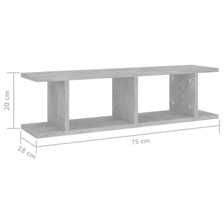 Wandregale 2 Stk. Holzwerkstoff Betongrau