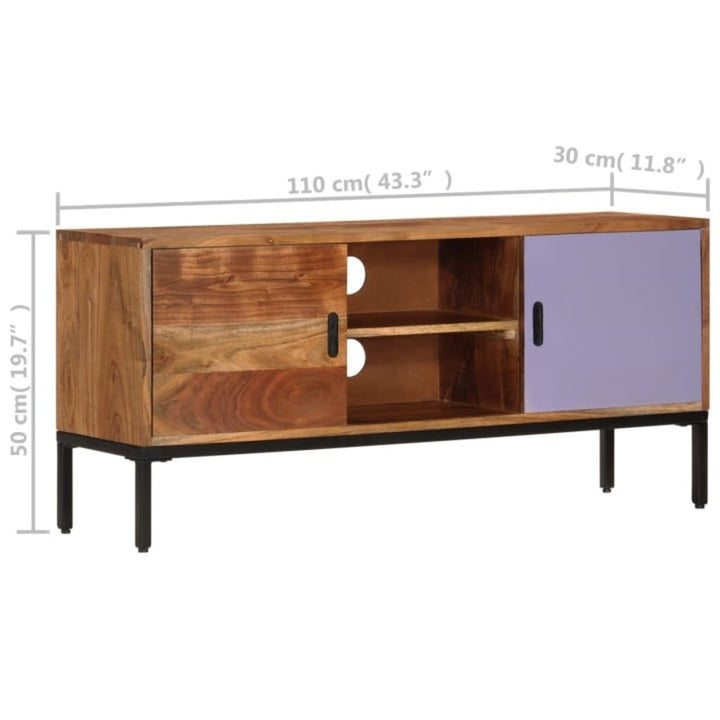 Tv-Schrank Honigbraun Und Grau 110X30X50 Cm Massivholz Akazie