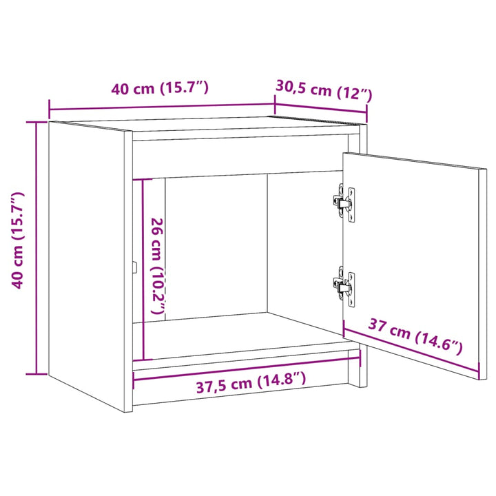 Nachttisch 40X30,5X40 Cm Massivholz Kiefer