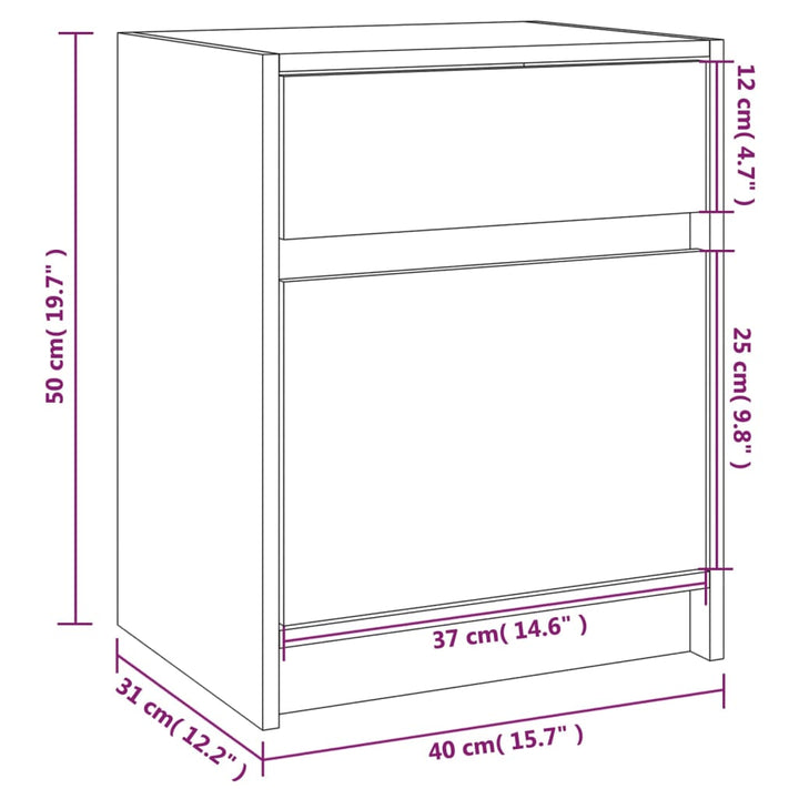 Nachtschrank 40X31X50 Cm Massivholz Kiefer