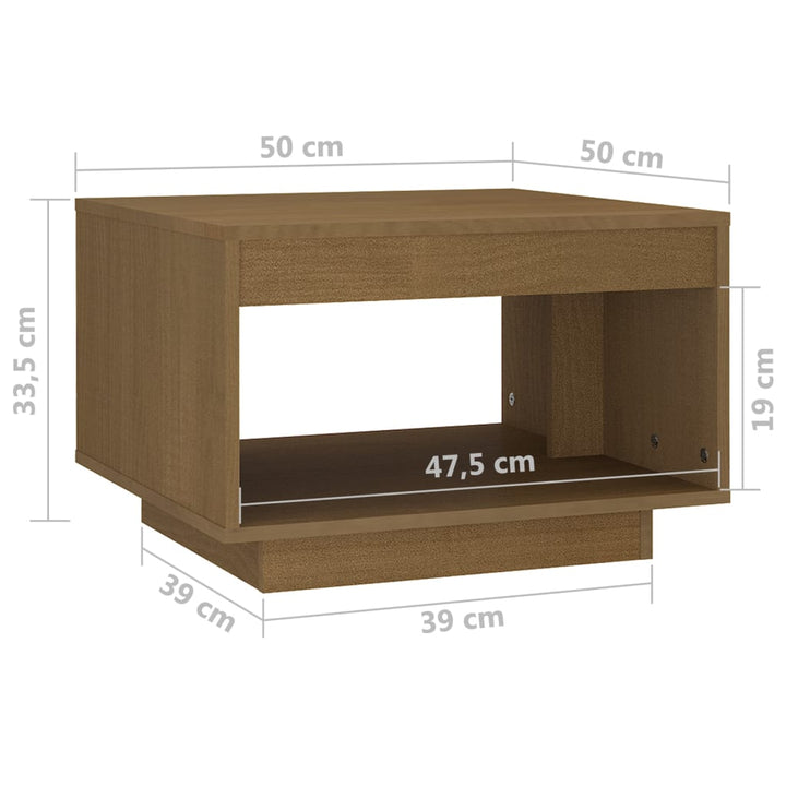 Couchtisch 50X50X33,5 Cm Massivholz Kiefer