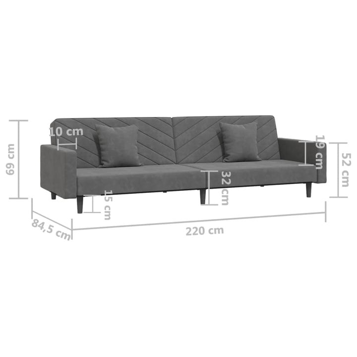 Schlafsofa 2-Sitzer Mit 2 Kissen Samt