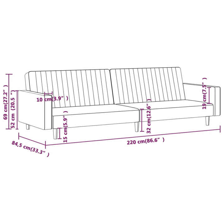 Schlafsofa 2-Sitzer Samt