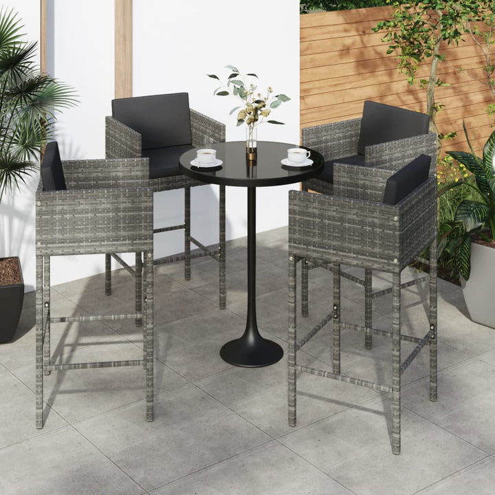 Barhocker 2 Stk. Mit Kissen Poly Rattan