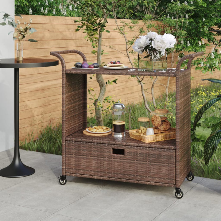 Barwagen Mit Schublade 100X45X97 Cm Poly Rattan