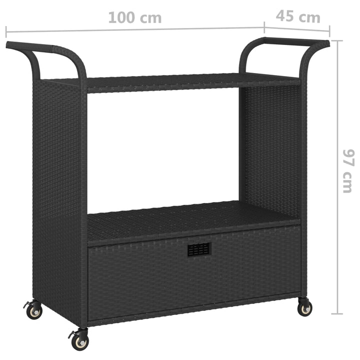 Barwagen Mit Schublade 100X45X97 Cm Poly Rattan