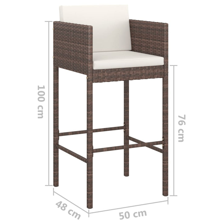 Barhocker 2 Stk. Mit Kissen Poly Rattan