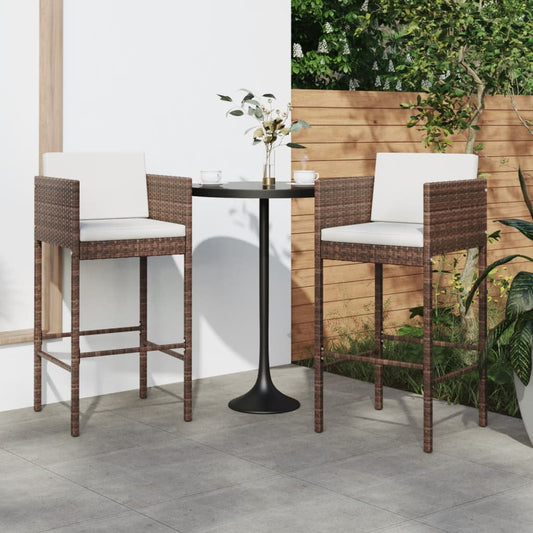 Barhocker 2 Stk. Mit Kissen Poly Rattan