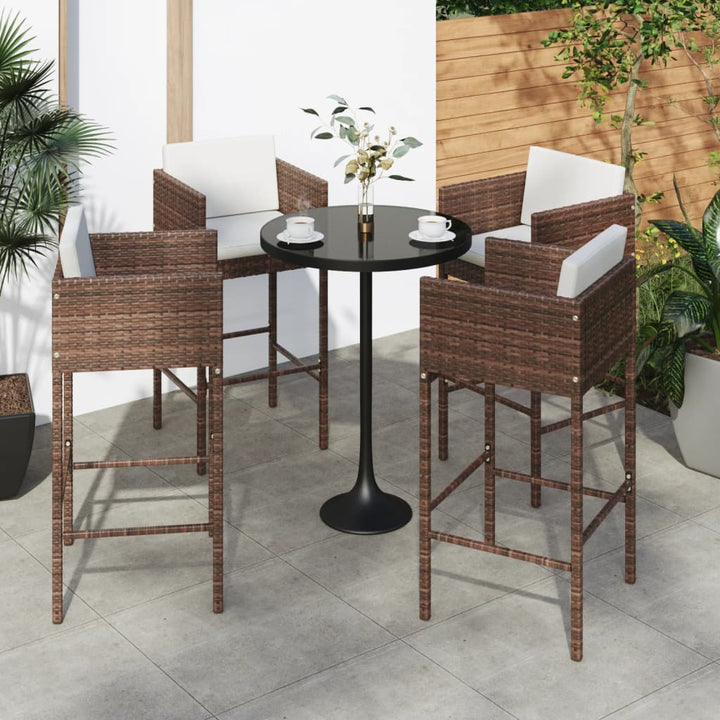 Barhocker 2 Stk. Mit Kissen Poly Rattan