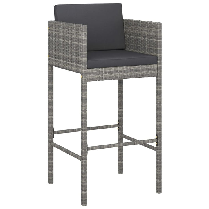 Barhocker 4 Stk. Mit Kissen Grau Poly Rattan Schwarz