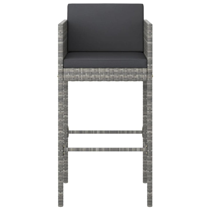 Barhocker 4 Stk. Mit Kissen Grau Poly Rattan Schwarz