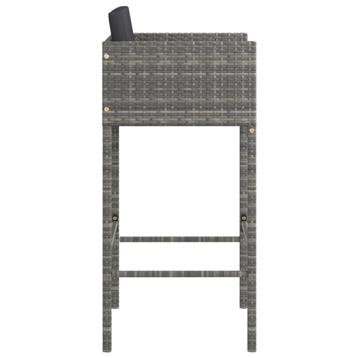 Barhocker 4 Stk. Mit Kissen Grau Poly Rattan Schwarz