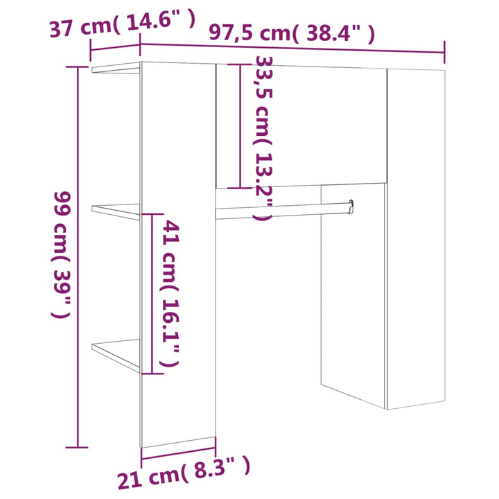 Flurschrank 97,5X37X99 Cm Holzwerkstoff