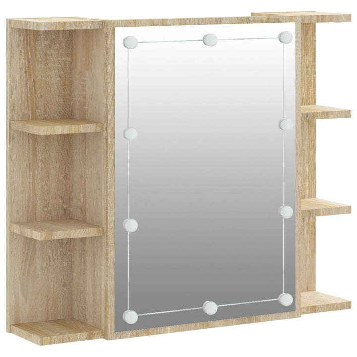 Spiegelschrank Mit Led Sonoma-Eiche 70X16,5X60 Cm