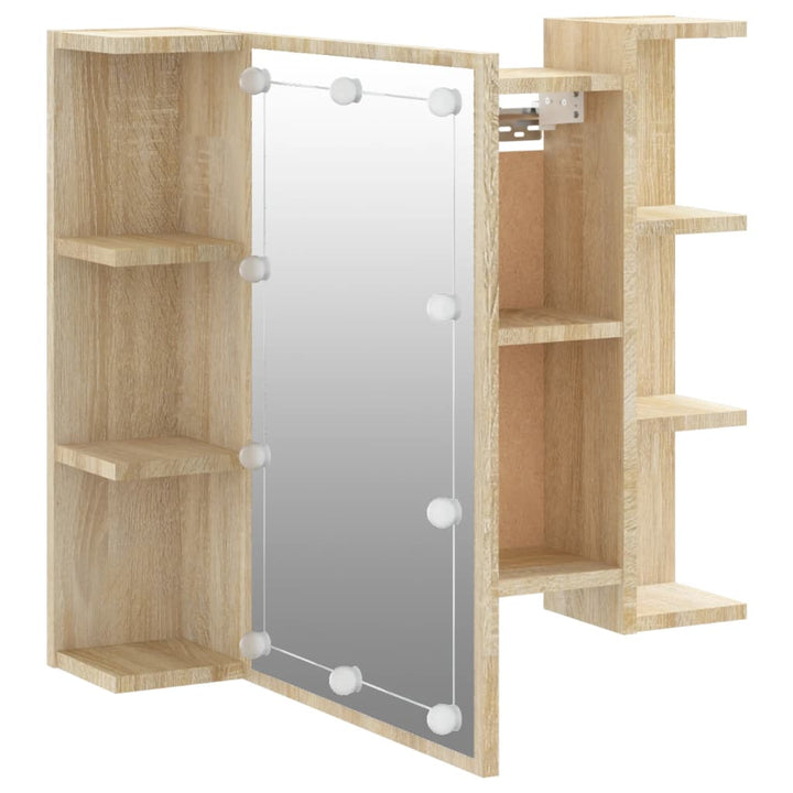 Spiegelschrank Mit Led Sonoma-Eiche 70X16,5X60 Cm