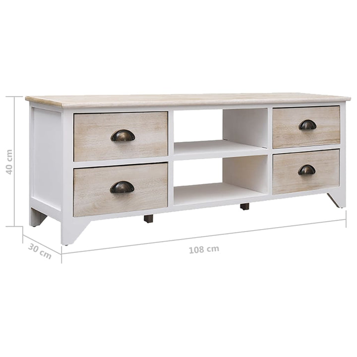 Tv-Schrank 108X30X40 Cm Massivholz Paulownia