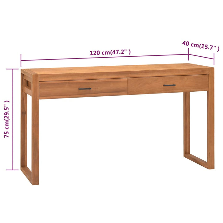 Schreibtisch Mit 2 Schubladen Massivholz Teak