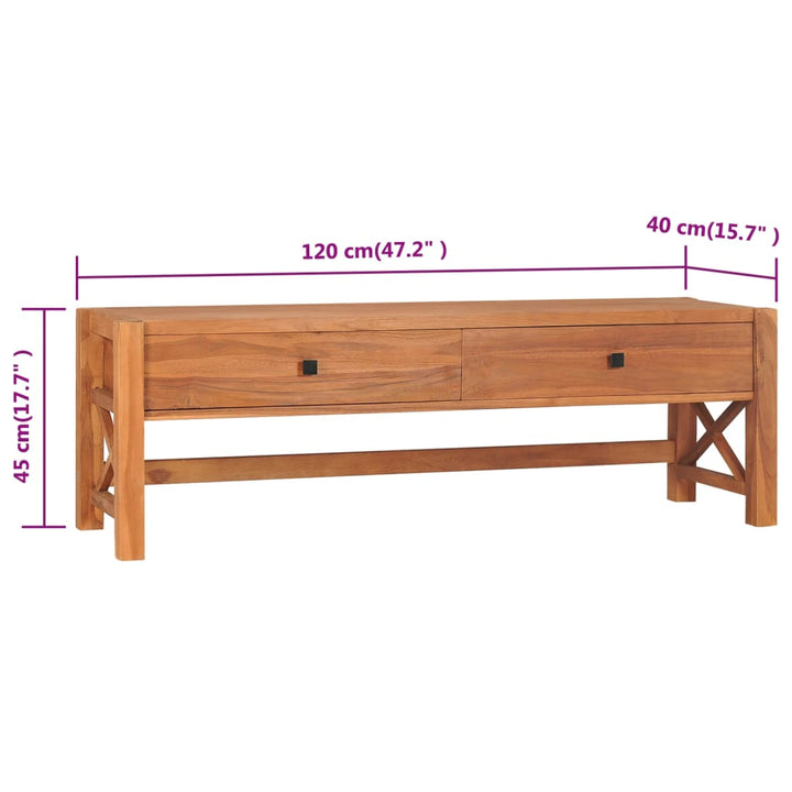 Tv-Schrank Mit Schubladen 120X40X45 Cm Massivholz Teak