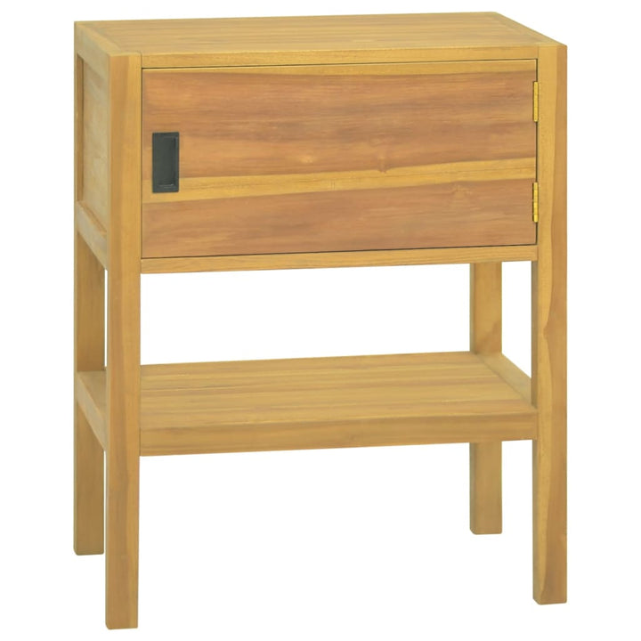 Badschrank 60X40X75 Cm Massivholz Teak Weiß Und Frost