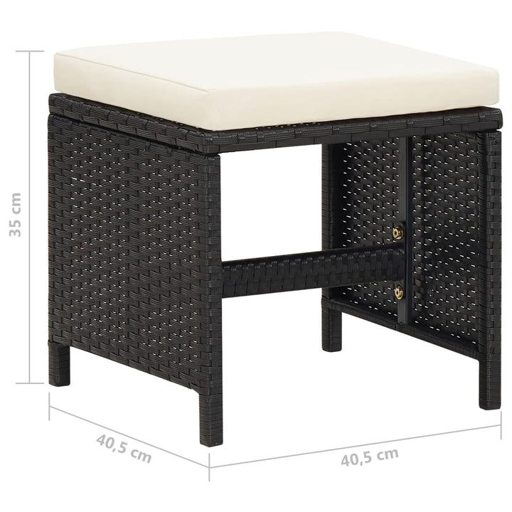 Gartenhocker 4 Stk. Mit Sitzkissen Poly Rattan Schwarz