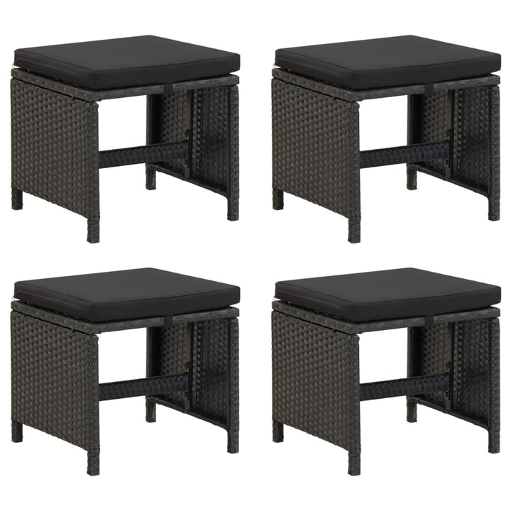 Gartenhocker 4 Stk. Mit Sitzkissen Poly Rattan Schwarz