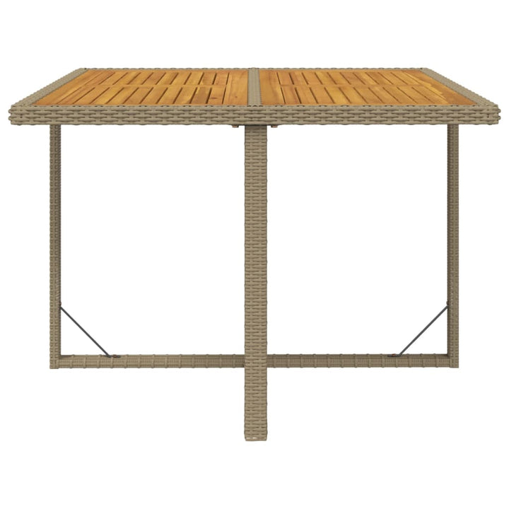 Gartentisch 109X107X74 Cm Poly Rattan & Massivholz Akazie