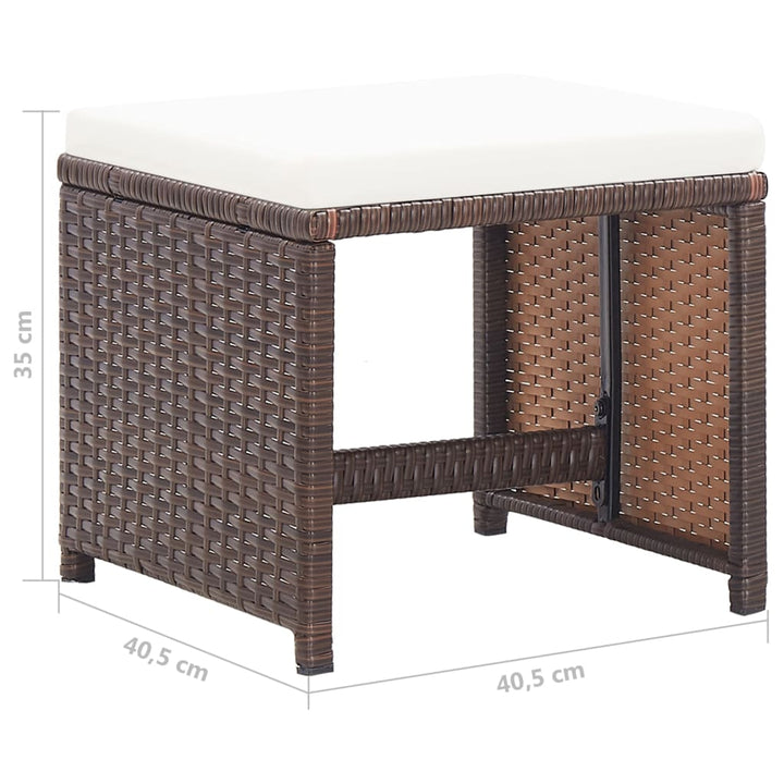 Gartenhocker 4 Stk. Mit Kissen Braun Poly Rattan