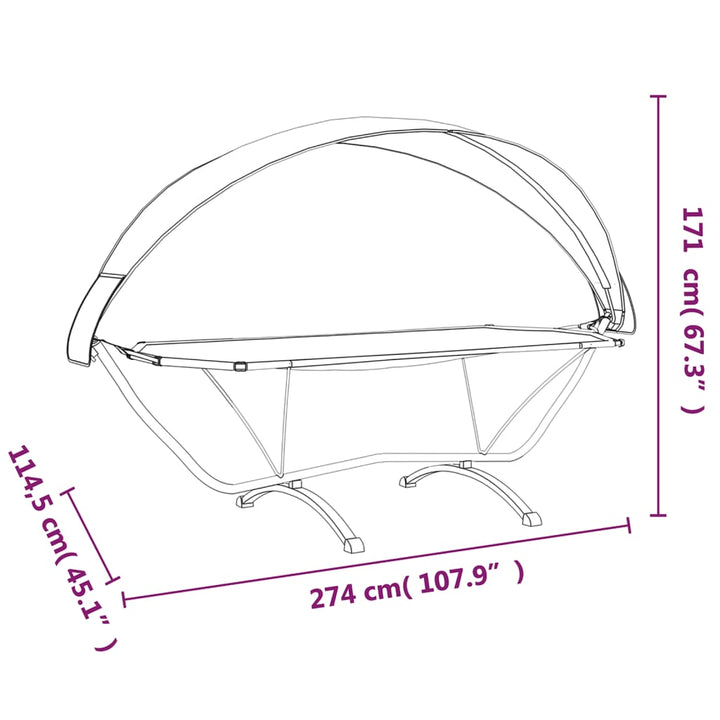 Outdoor-Loungebett Mit Dach Stahl Und Oxford-Stoff