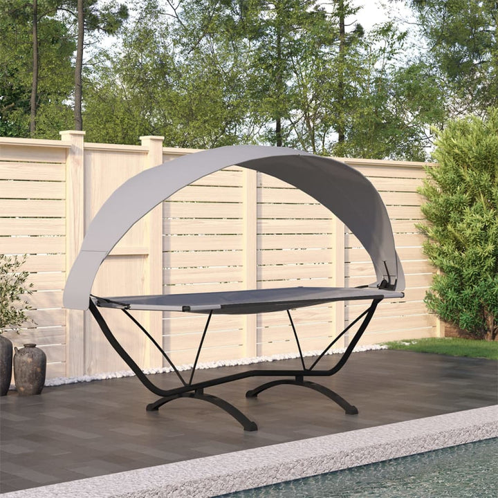 Outdoor-Loungebett Mit Dach Stahl Und Oxford-Stoff