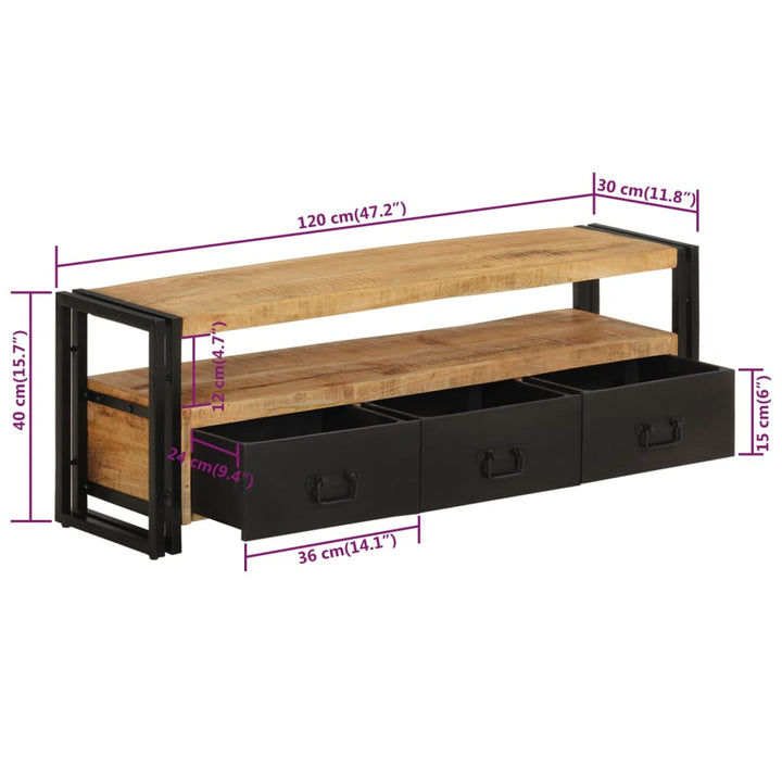 Tv-Schrank 120X30X40 Cm Massivholz Mango