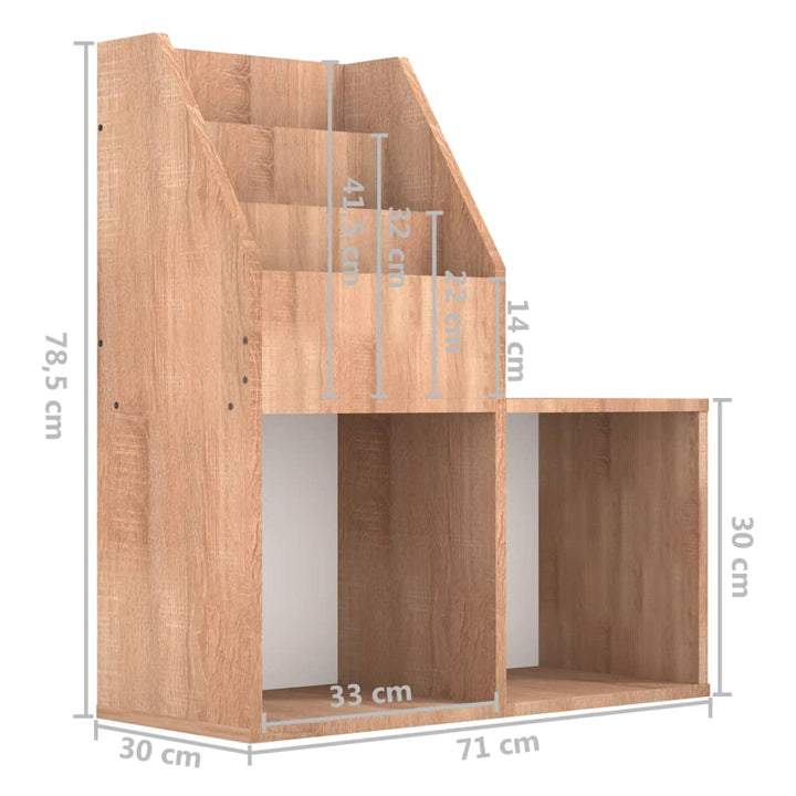 Kinder-Bücherregal Sonoma-Eiche 71X30X78,5 Cm Holzwerkstoff