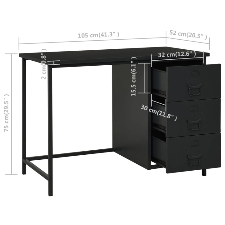 Schreibtisch Industrie-Stil Mit Schubladen 105X52X75 Cm