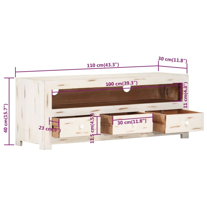 Tv-Schrank Massivholz Akazie 110X30X40 Cm